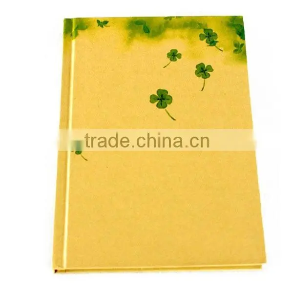 High quality recyle brown kraft notebook drawing pad Three Leafed Clover Lucky Clover Four Leaf Clover notebook