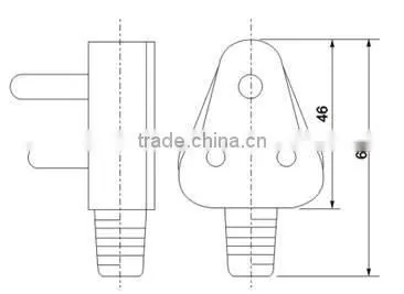 South African power cord 3 pin ac plug