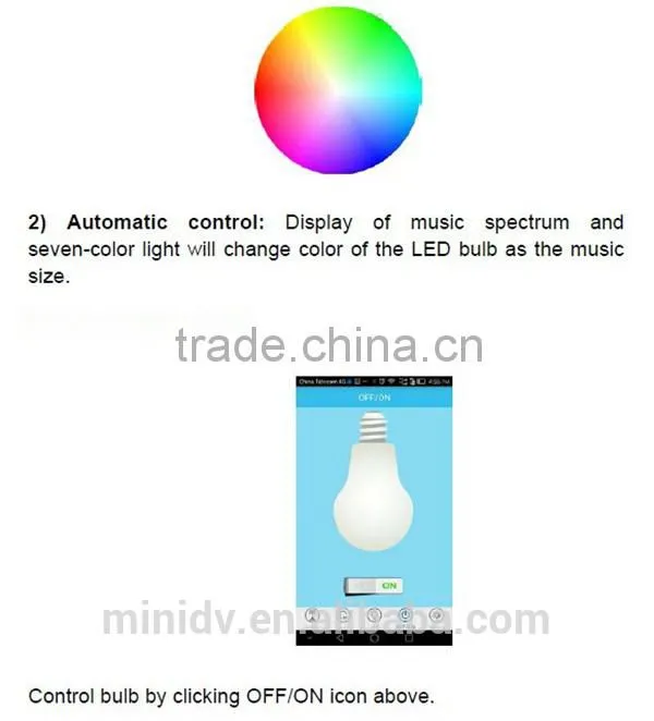 AC100-240V Working Voltage E27/B22 Base RGBW LED Bluetooth Bulb Speaker with Free Controlling APP for Android & IOS Smartphones