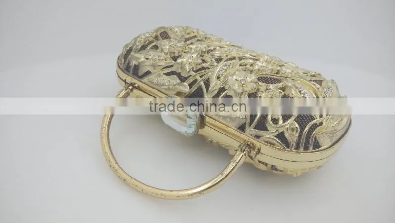 Brilliant Diamond Metal Frame Luxury Evening Party Clutch Bag With Chain For Women