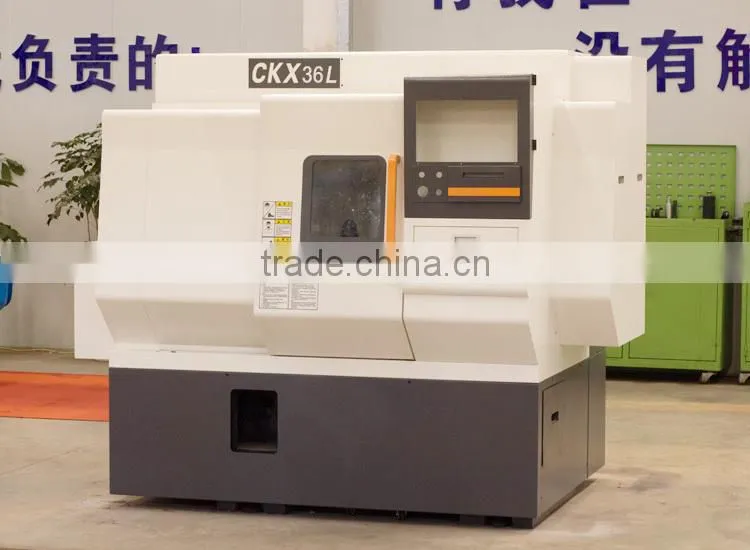 cnc lathe machine CKX36L slant bed design 5" hydraulic chuck gang tool living tool turret linear guideway