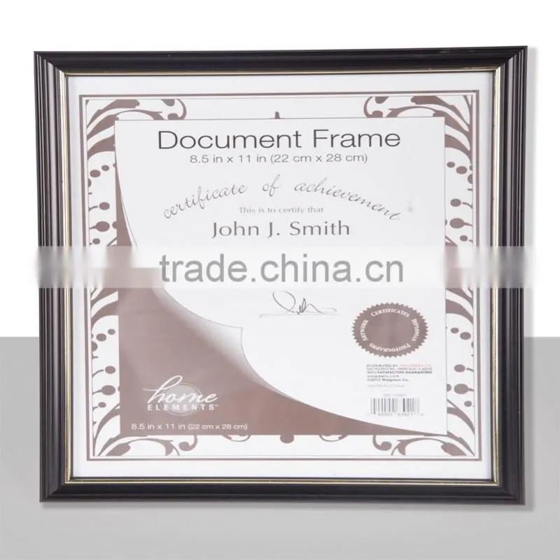 JC 8.5x11in black and gold Document Frame Plastic Photo Frame