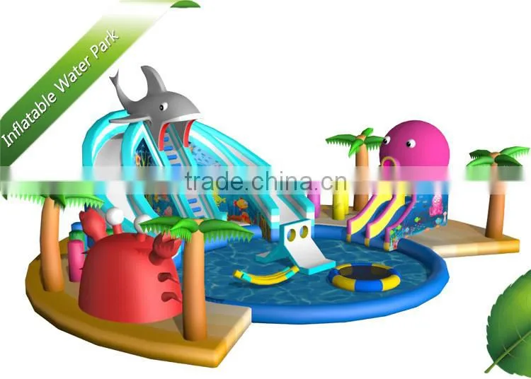New Point PVC Shark Theme Inflatable Water Park