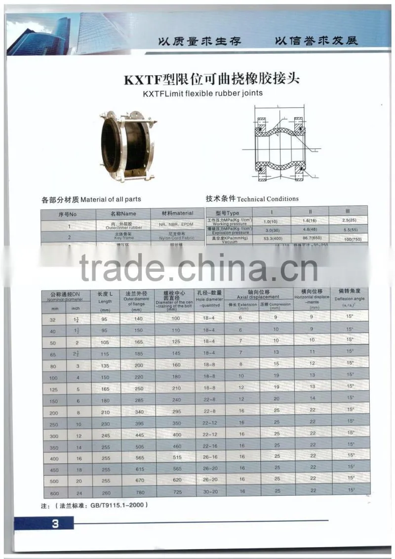 Flanged type EPDM rubber expansion joint