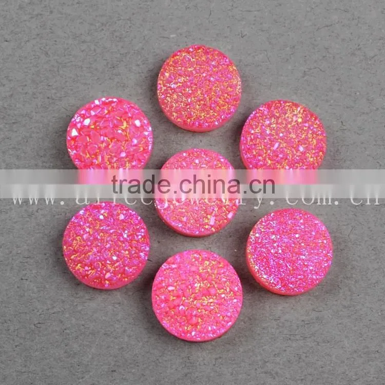 Wholesale round natural pink druzy cabochon beads druzy stone
