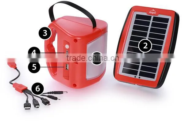 Solar LED lantern with USB and solar panel for camping lamp
