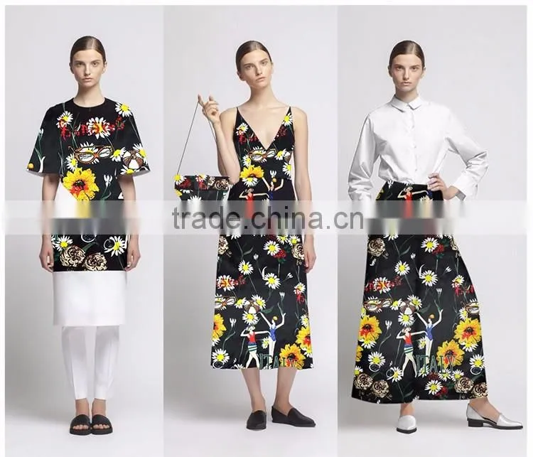 digital printed plain satin silk fabric for dressing with 16mm