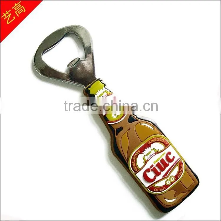 2016 soft pvc open beer bottle with fridge magnet