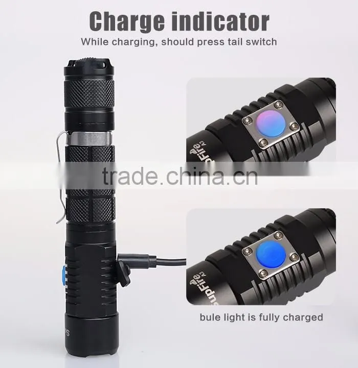 SupFire USB Two switch flashlight A3