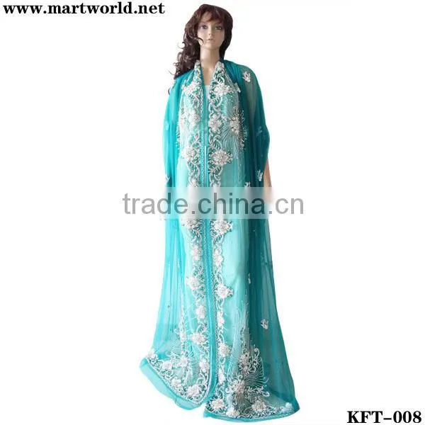 blue Indian saree with rhinestones and beads(KFT-008)