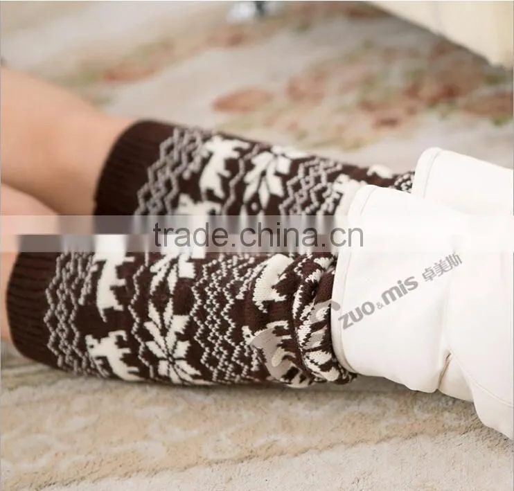 Christmas Deer Knitted Leg Warmers Leg Warmers in Camel Boot Topper Christmas Gift Soft Knitted Socks Woman Fashion Winter
