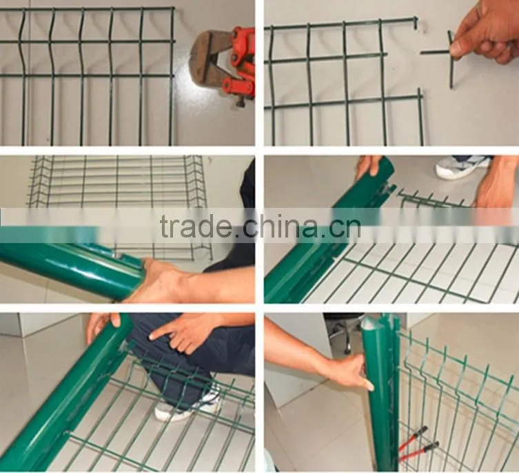 Hot dipped galvanized pvc coated weld wire mesh triangle bending fences for houses factory(curved fence)