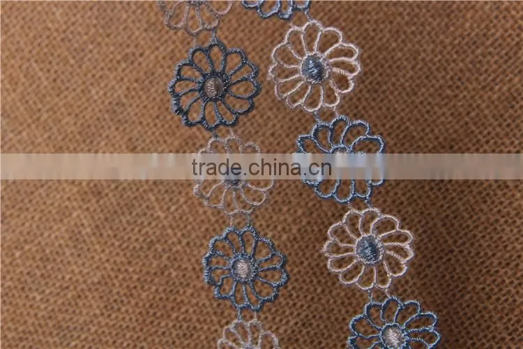 two-tone flower pattern chemical hollow lace trim for accessory and garment