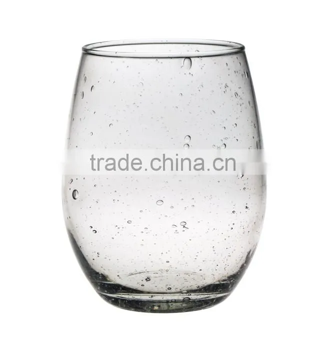 Newly Designed Stemelss Round Shaped Drinking Glass with Bubble