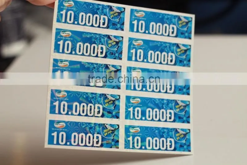 prepaid scratch phone card printing