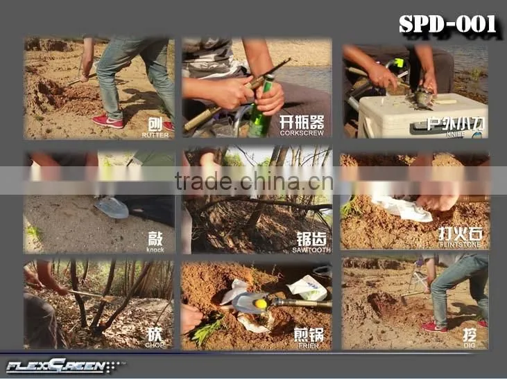 Foldable outdoor carbon steel multifunction military spade