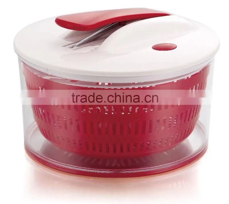 2016 Hot Selling in USA Magic Large Salad Spinner with Push Button 2 in 1 Plastic Salad Spinner with mandoline slicer