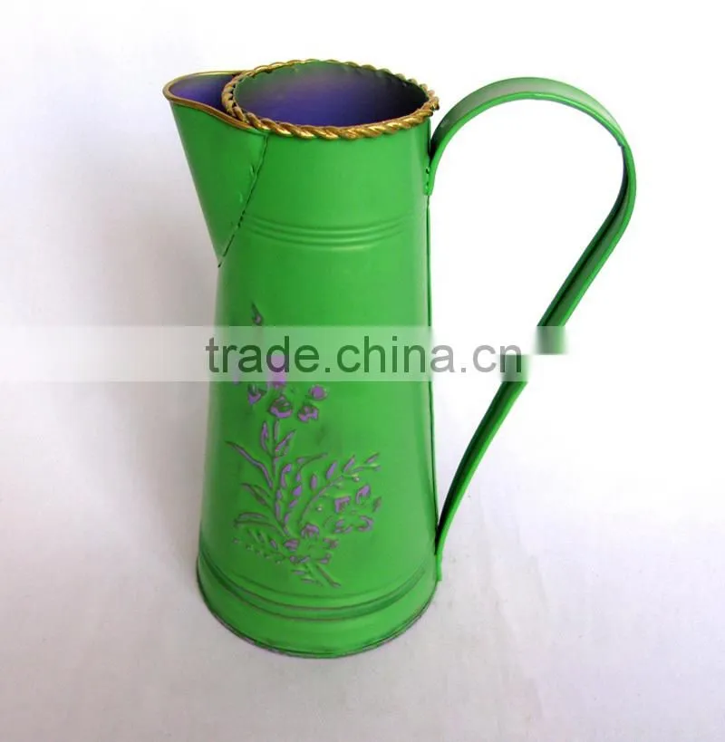 Mediterranean style metal garden flower water pitcher