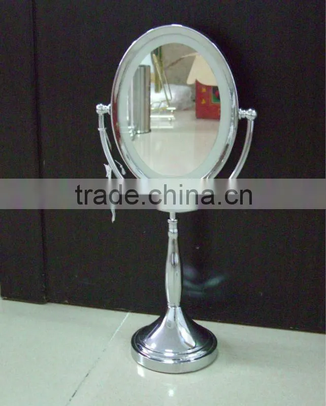 High end quality decorative oval shape stylish stainless steel table mirror stand