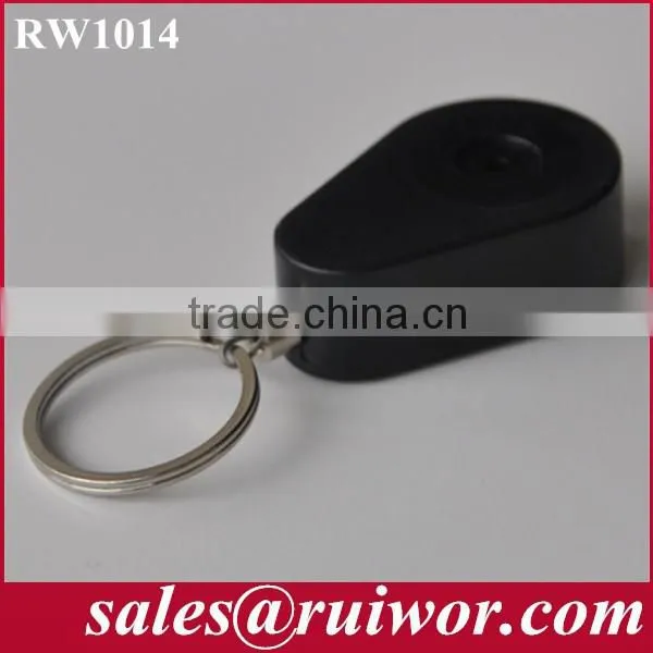 Drop-shaped Retractable anti-theft pulling-box with key ring end connector for retail product positioning