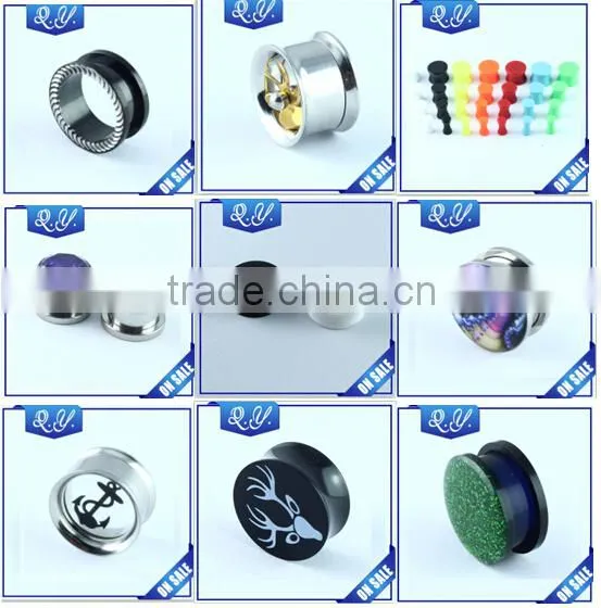 Charm Body Jewelry Transparent Stone Ear Expander Manufacture