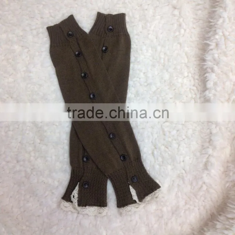 Wholesale Acrylic Knitted Leg Warmers With Buttons For Women Girl Lace Leg Warmers