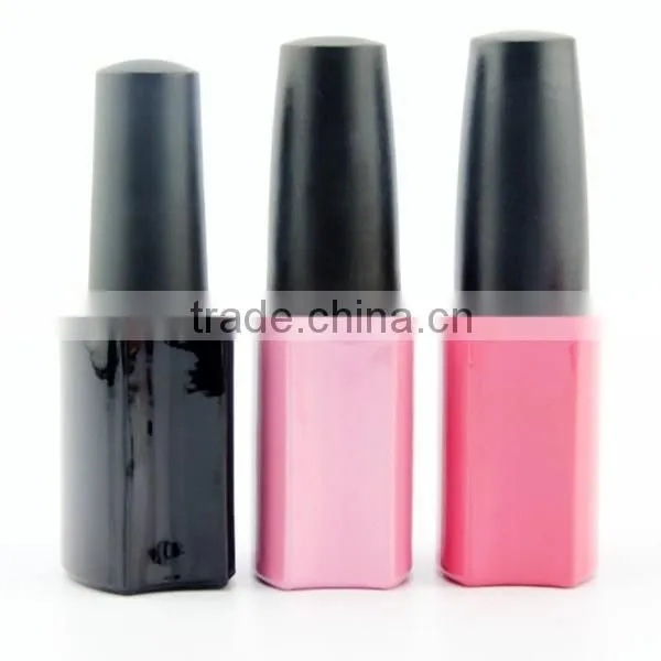 square glass bottle for nail polish with brush and cap