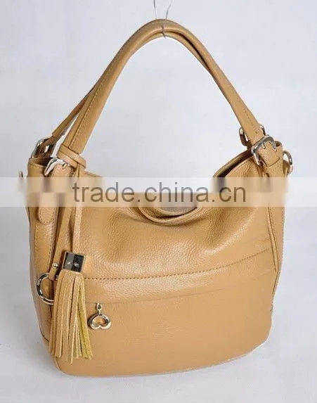 2012 Hot selling camel Newest Genuine Leather Ladies Handbag
