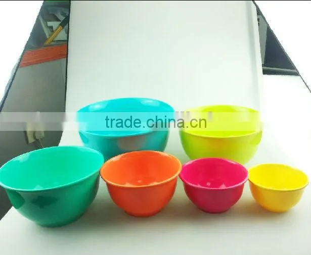 6pc vibrant color melamine mixing bowl sets
