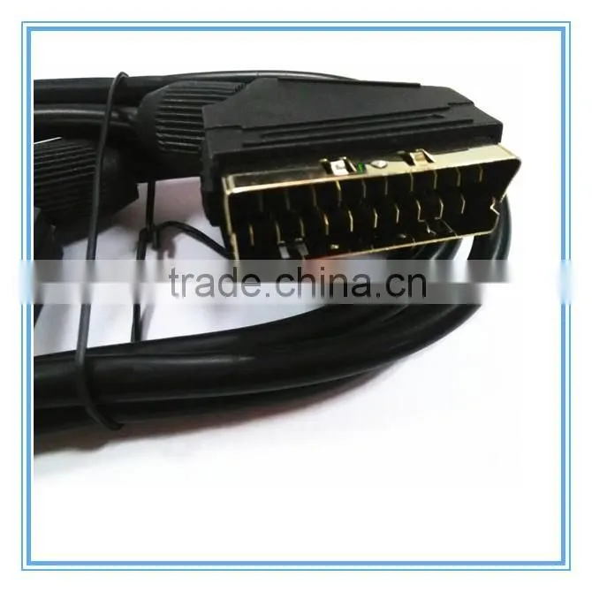 Nickel plated male to male 21 pin scart cable/scart cable
