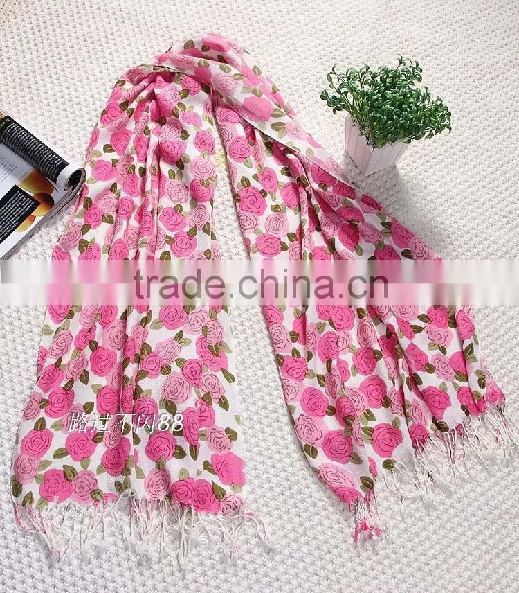rose flower printed pashmina scarf 15