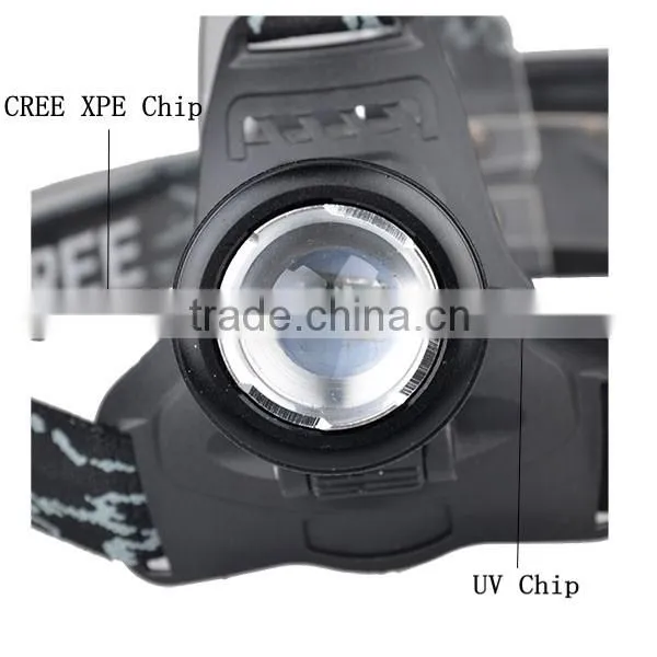 Bright White headlight High Power UV Headlamp Rechargeable Multifunction headlamp