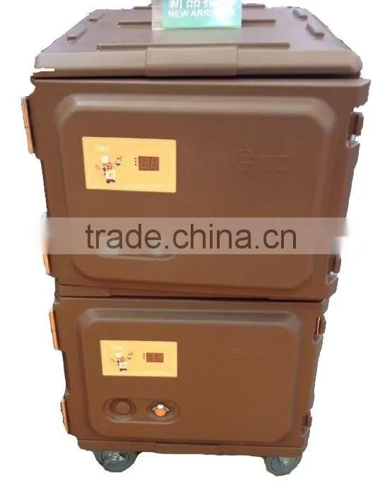 Double doors Plastic food heated cabinet, electric heated food warmer