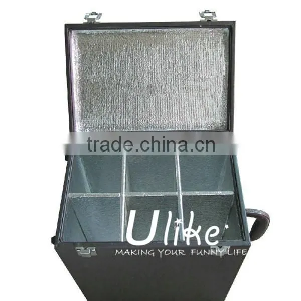 2014 popular Hot Popular Leather Wine Display Package With Handle for six bottles with wine accessories wine packaging machi