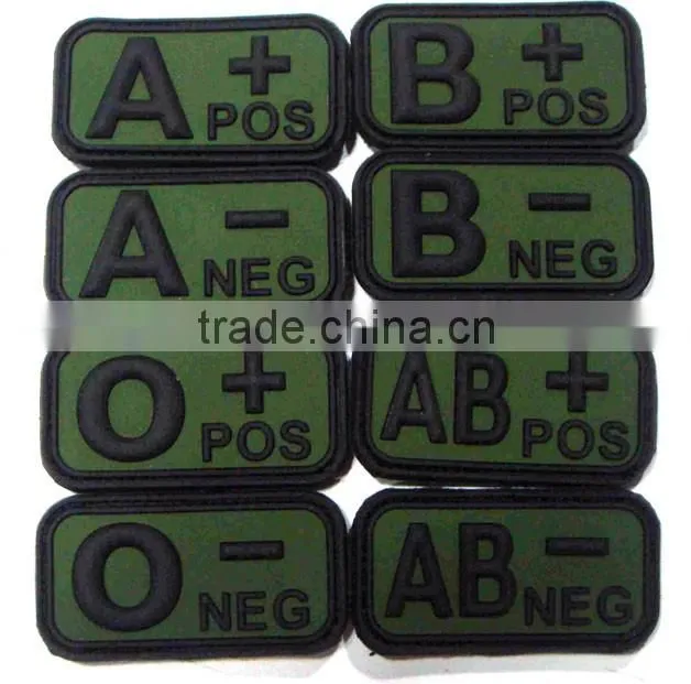 Blood Type Patch rubber badge,PVC patch,Promotional badge