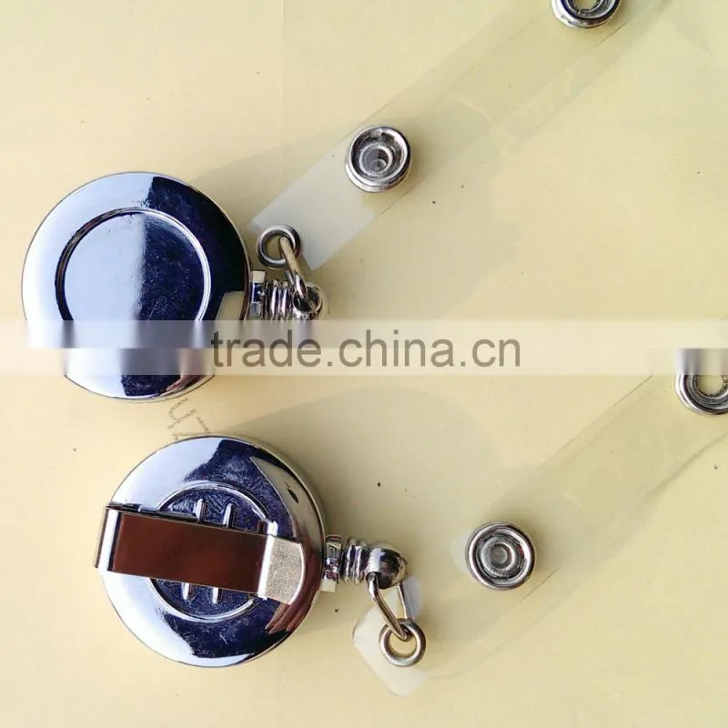 Custom logo high quality chrome plastic electroplate retractable badge reel