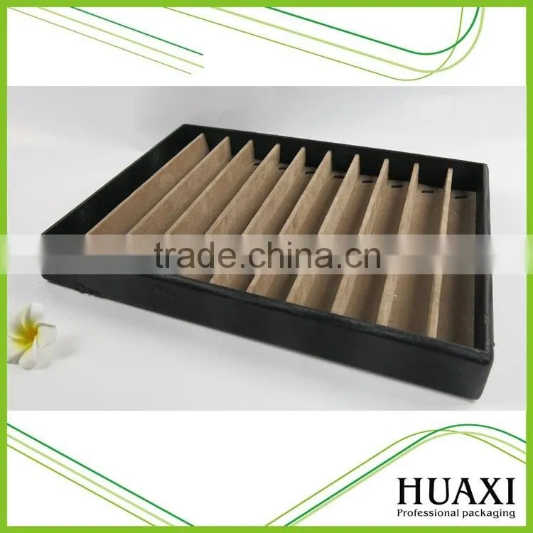 Beautiful Custom Top Design Wood Leather Jewelry Trays Display