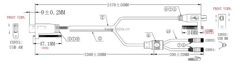 USB AM / BM with SCREWS & double RJ45 cable