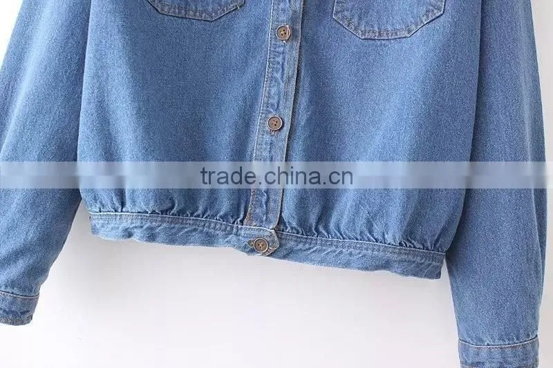 cheap china wholesale clothing two pockets front denim jacket