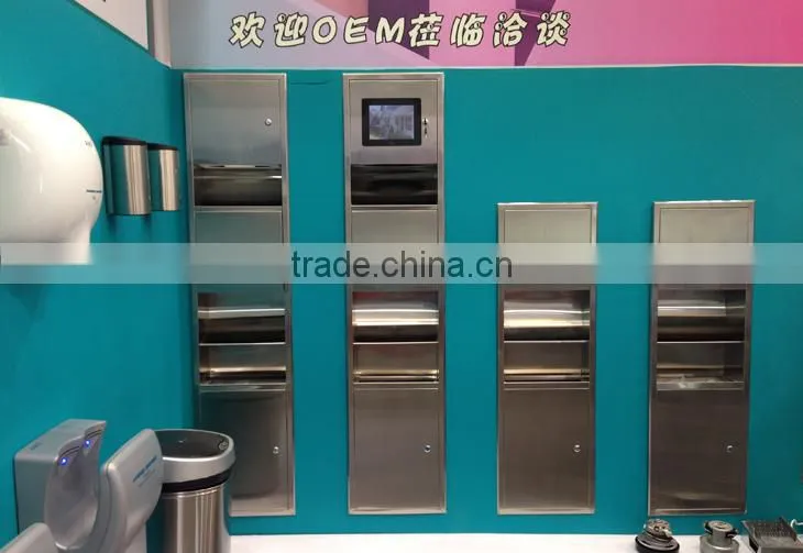 Space Usage Stainless Steel Antuomatic Hand Dryer and Dustbin Combination