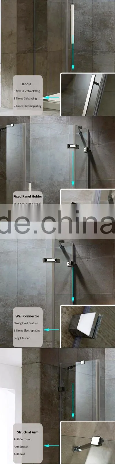 Good Price Fashion Standard Size Fully Frameless Glass Design Hinge Shower Cubicle For Gym
