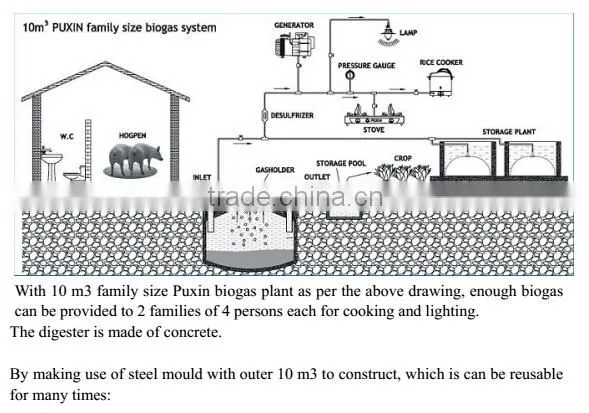 China Puxin Household 4m3 Biogas Anaerobic Digester