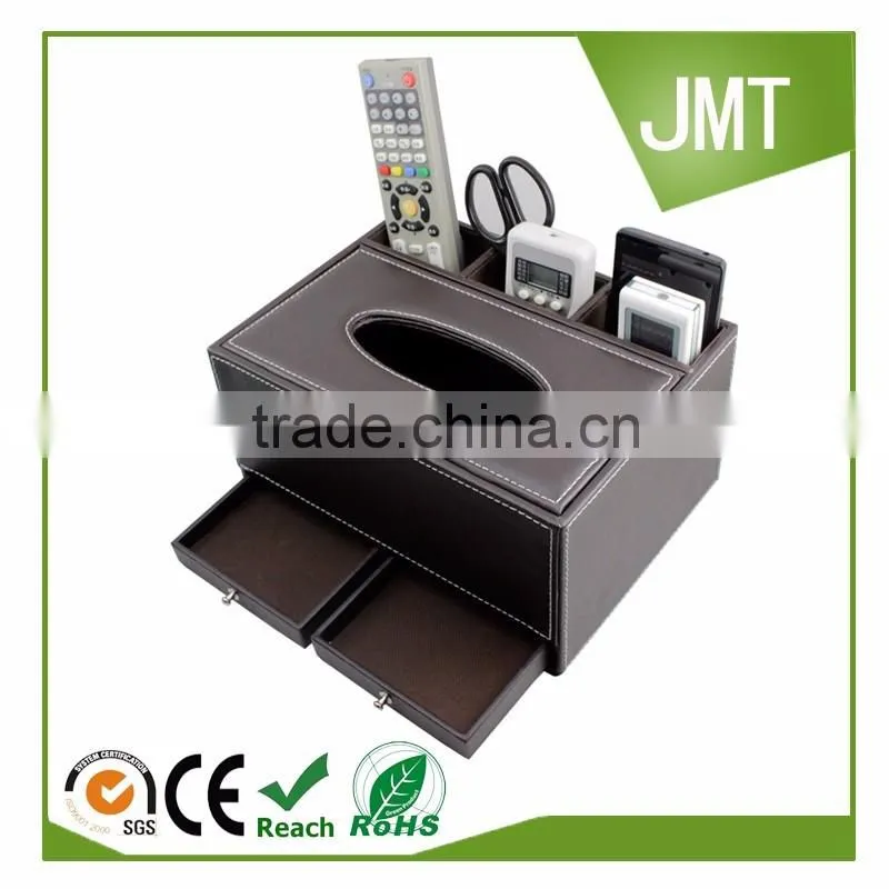 JMT factory multifunctional PU leather wholesale storage box tissue box