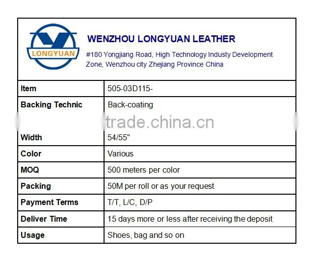 Man Shoe Leather PU Handbag Material Raw Materials for Handbags