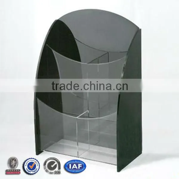 Custom clear acrylic folder /document/ office brochure rack with business card pocket