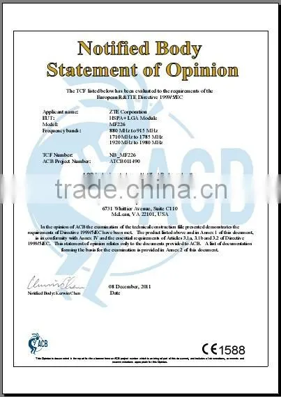 wcdma 3g module MF206A zte WCDMA HSDPA module for android