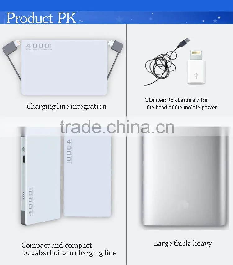 Quality top sell extra power bank 4000mah