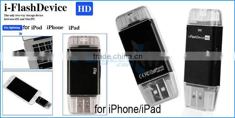 Bulky Wholesale OTG USB2.0 Flash Drive 8GB 16G 32G 64G USB OTG Memory Sticks for iPad 2/3/4/5/6/Air,for iPhone 4/5/6/6S/Plus/7