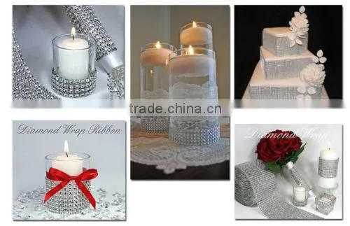 24 Rows Silver Wedding Decoration Rhinestone Ribbon