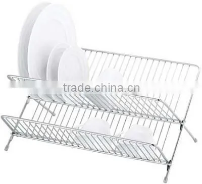 Icegreen Kitchen Use 2-tier Silver Stainless Steel Dish Rack